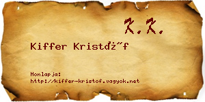 Kiffer Kristóf névjegykártya